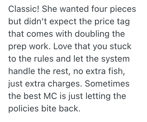 Screenshot 2025 11 01 at 12.34.27 PM A Rude Customer Demanded Four Pieces Of Fish When There Was Only Three Left, So This Store Employee Gave Her Exactly What She Asked For At Double The Price