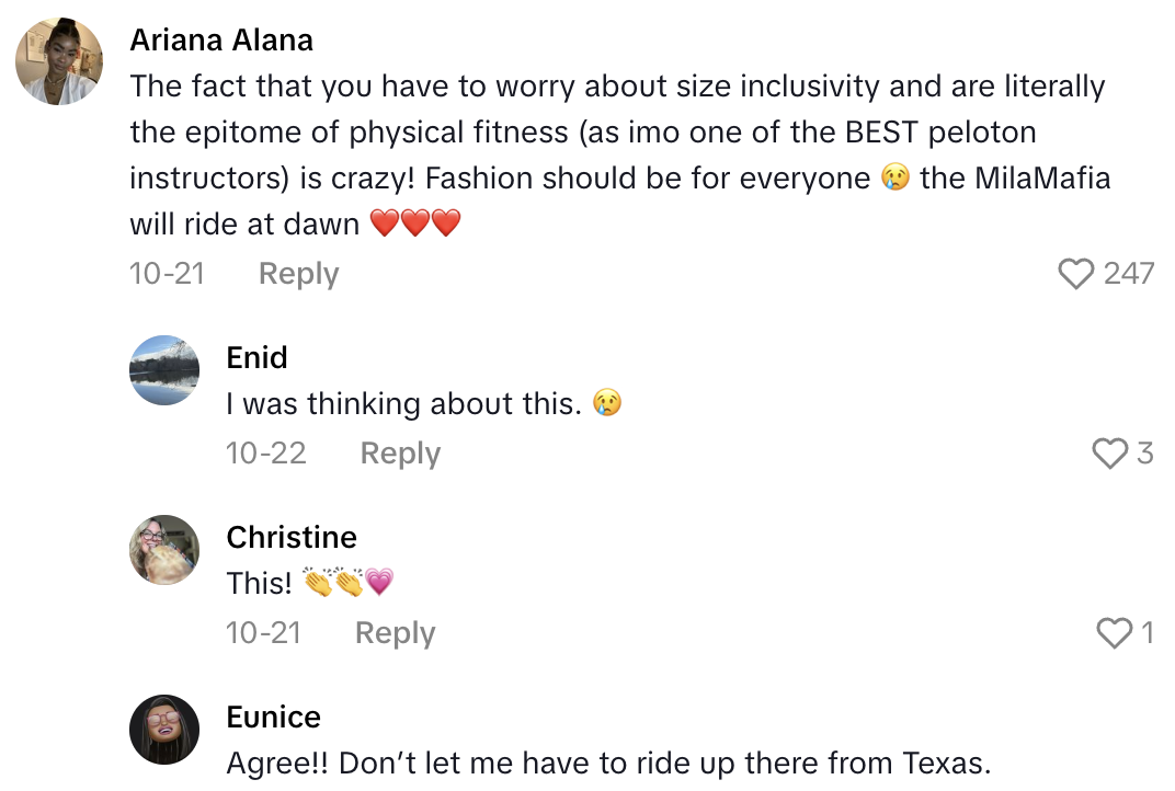 Screenshot 2025 11 02 at 7.52.18 AM A Peleton Instructor Got Emotional When She Talked About How She Felt Embarrassed After Visiting a Fashion Showroom in New York