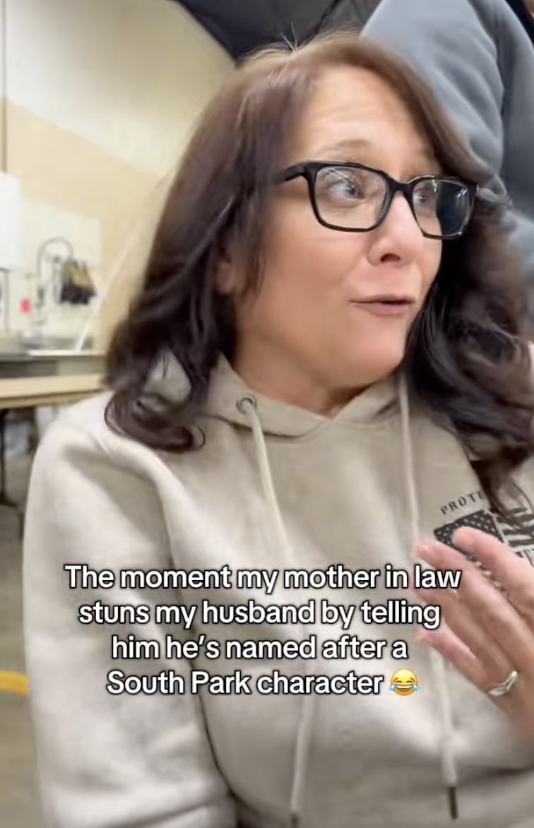 woman talking to her son