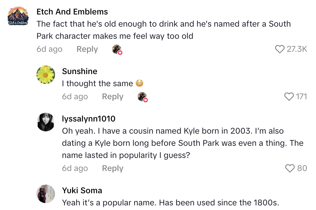 Screenshot 2025 11 02 at 8.56.07 AM A TikTokker Learned That His Parents Named Him After A Character On South Park