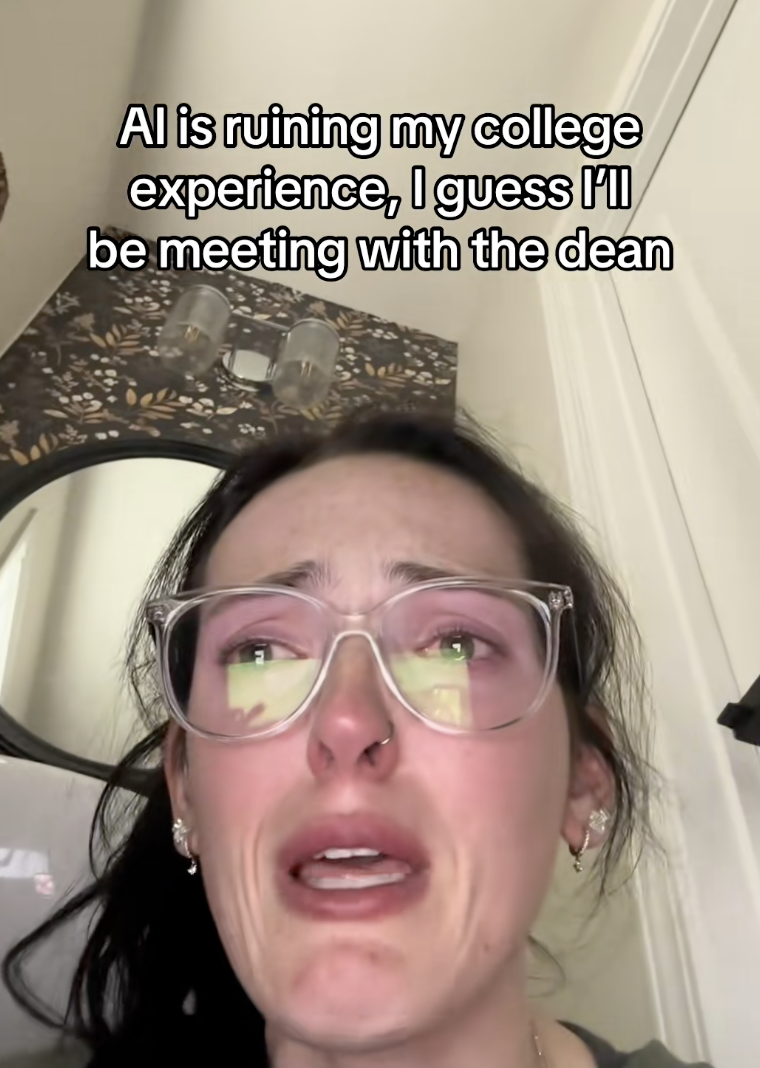 woman crying on tiktok