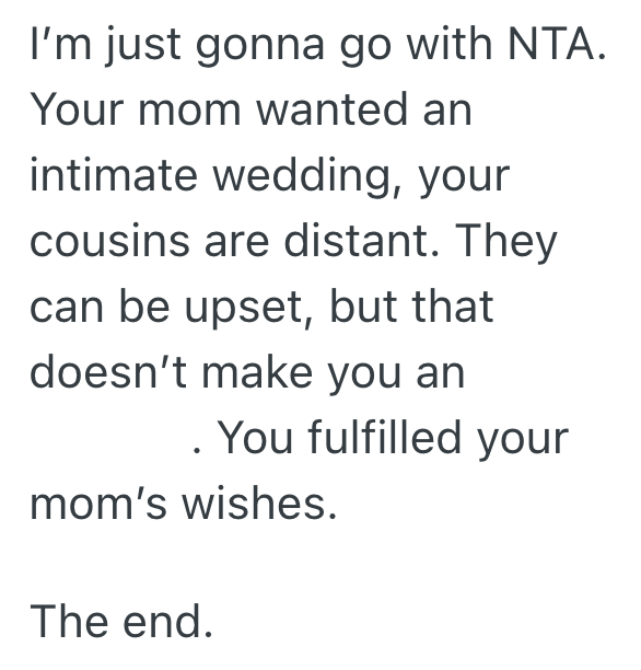 Screenshot 2025 11 04 at 10.27.29 PM Womans Cousins Are Upset That They Werent Invited To Her Moms Wedding, So She Blocked Them On Social Media