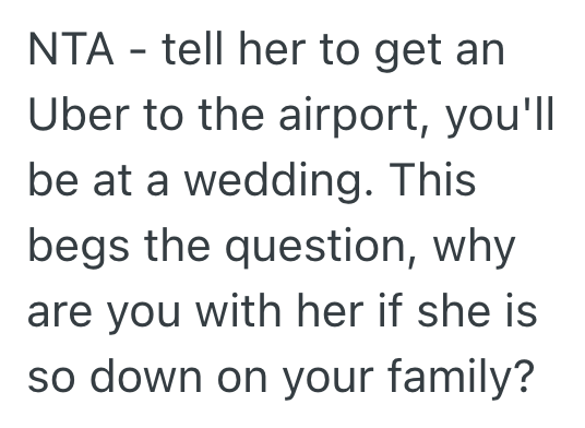 Screenshot 2025 11 04 at 12.10.39 PM Boyfriend Tells Girlfriend Hes Going To His Sisters Wedding, But She Claims Its More Important For Him To Stay Home And Take Her To The Airport