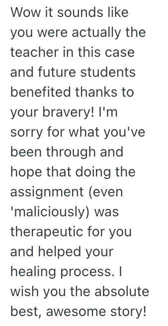 Screenshot 2025 11 05 at 12.50.27 PM A High School Students Teacher Insisted They Write a Paper About Their Worst Memory, So They Went Into Great Detail About What Happened to Them and It Made the Teacher Feel Bad