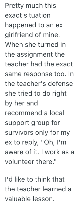 Screenshot 2025 11 05 at 12.50.35 PM A High School Students Teacher Insisted They Write a Paper About Their Worst Memory, So They Went Into Great Detail About What Happened to Them and It Made the Teacher Feel Bad