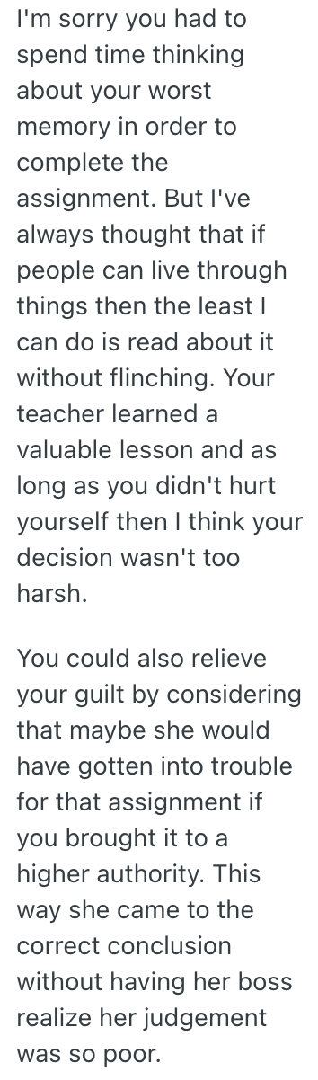 Screenshot 2025 11 05 at 12.51.05 PM A High School Students Teacher Insisted They Write a Paper About Their Worst Memory, So They Went Into Great Detail About What Happened to Them and It Made the Teacher Feel Bad