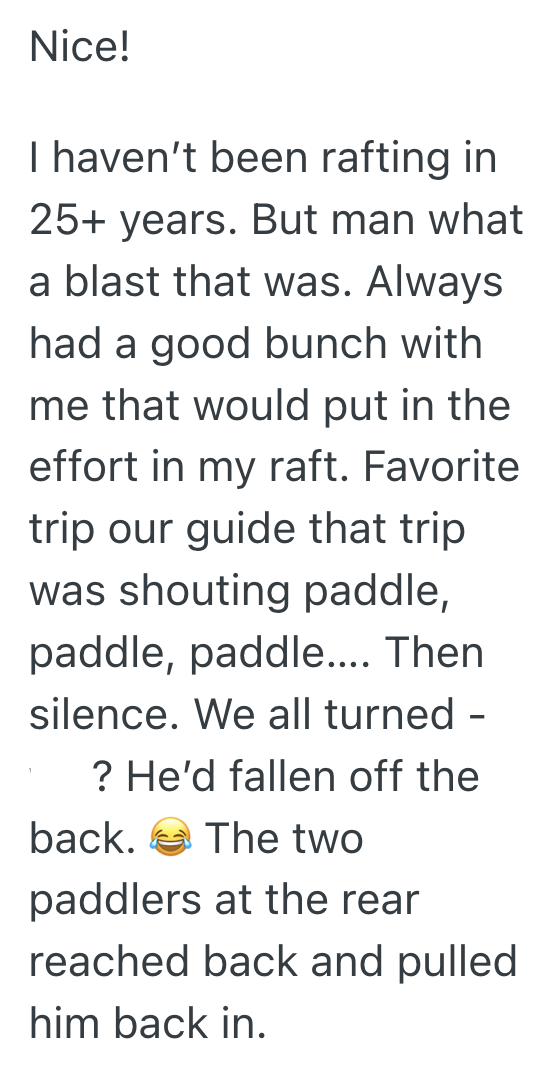 Screenshot 2025 11 06 at 3.30.59 PM A Raft Guide Was Ordered To Only Use One Command, So He Obeyed Until The Crew Got Worn Out And The Instructor Finally Realized His Mistake