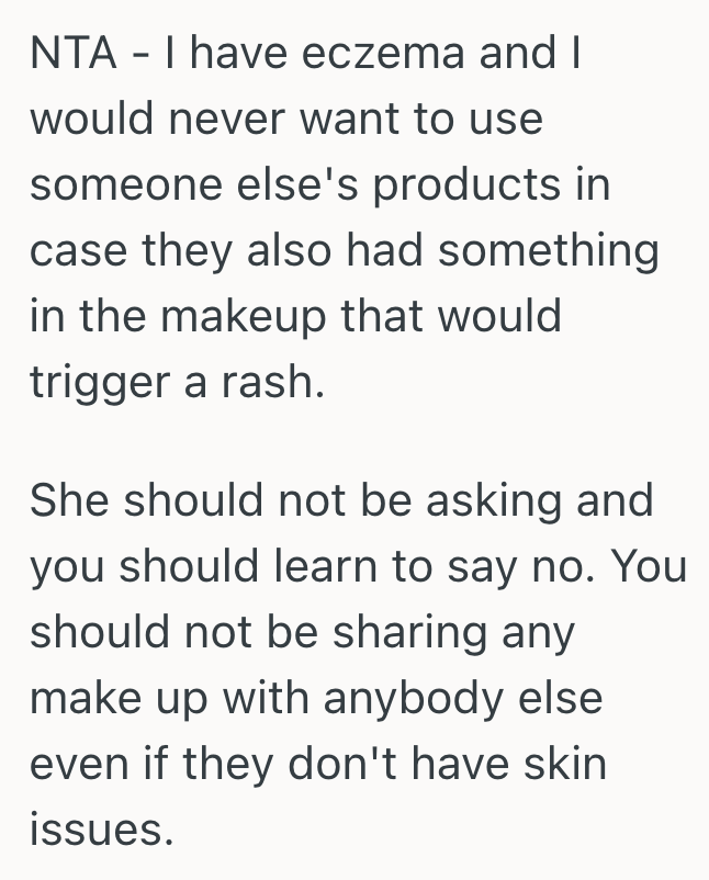Screenshot 2025 11 06 at 4.26.13 PM Woman Let A Friend With Eczema Borrow Her Makeup, But She Didnt Want To Use It After Her Friend Used It