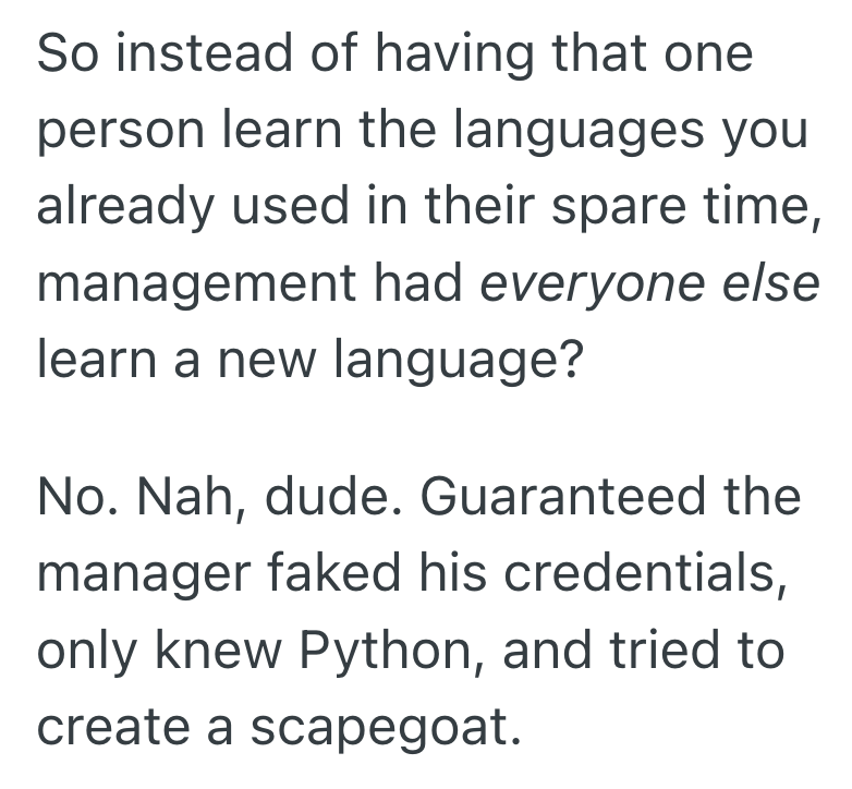 Screenshot 2025 11 07 at 8.23.27 PM Software Developer Is Required To Switch To  A Different Programming Language, So He And His Coworkers Let Him Have His Way While Productivity Tanked