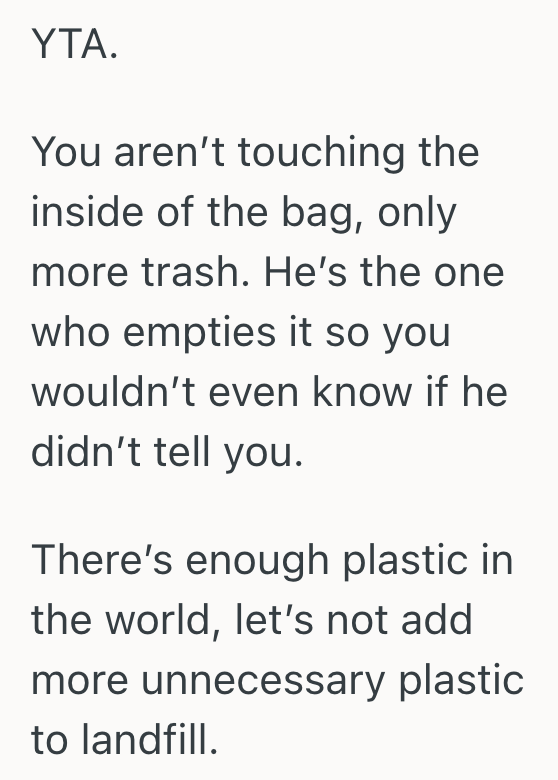 Screenshot 2025 11 07 at 9.53.58 AM Husband Thinks Its Okay To Use The Same Bag In The Bathroom Trash Can Over And Over Again, But His Wife Wants To Use A New Bag
