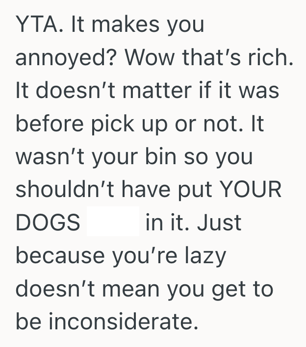 Screenshot 2025 11 10 at 1.26.41 PM Dog Owner Thought Throwing The Waste In Someone Else’s Trash Was No Big Deal, So She Was Taken Aback When The Neighbor Yelled At Her