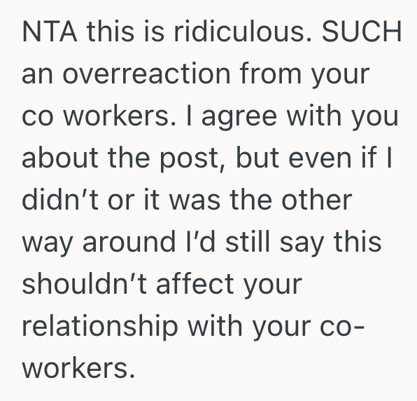 Screenshot 2025 11 10 at 1.48.46 PM Coworkers Share Their Opinions On A Social Media Post, And It Gets So Heated That The Friendship Might Be Over And The Workflow Is Suffering