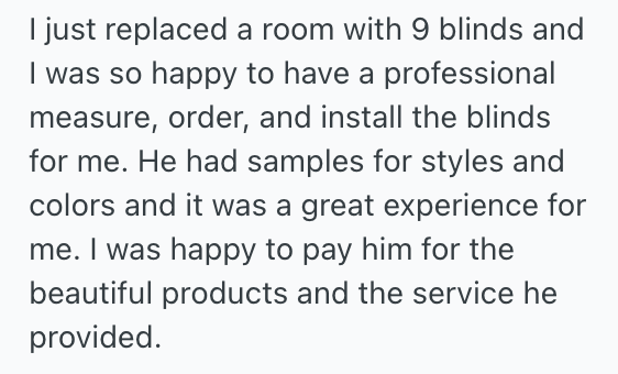 Screenshot 2025 11 10 at 11.30.48 PM Window Fitter Agreed To Measure Blinds For A Late Appointment, But When The Customer Tried To Steal His Work, He Outsmarted Her Easily