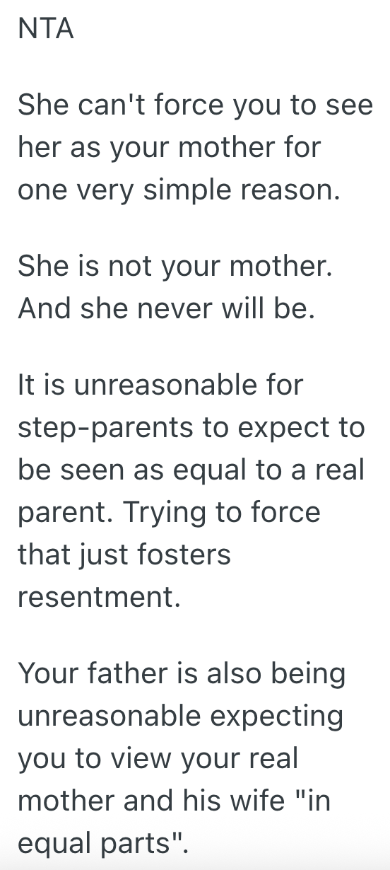 Screenshot 2025 11 10 at 12.08.49 PM Teenage Boys Stepmom Is Mad That He Doesnt Think Of Her As His Mother, But He Will Never Think Of Anyone Other Than His Mom That Way