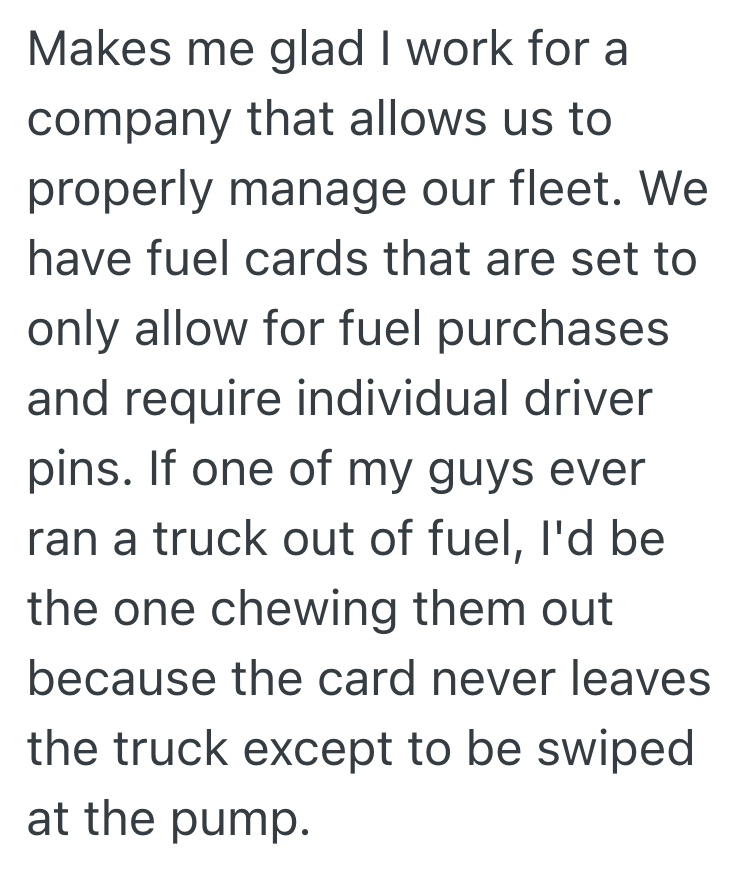 Screenshot 2025 11 10 at 12.51.32 PM Head Salesman Denied This Delivery Manager The Credit Card For Fuel, So He Did The Delivery With An Almost Empty Tank And The Company Truck Broke Down