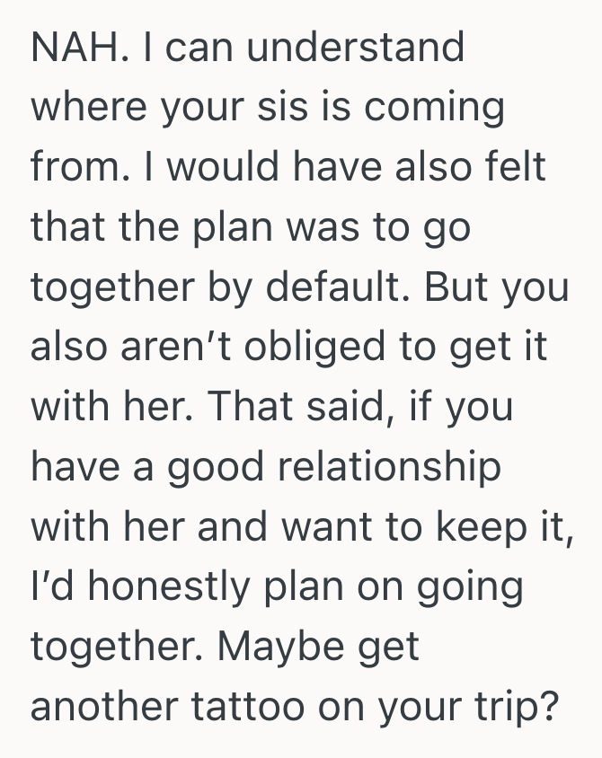 Screenshot 2025 11 10 at 2.33.41 PM Woman Wanted Her Own Unique Tattoo To Honor Her Late Father, But Her Sister Took It As A Slight When She Didnt Want To Get Matching Pieces