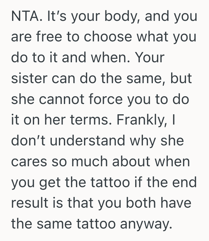 Screenshot 2025 11 10 at 2.35.13 PM Woman Wanted Her Own Unique Tattoo To Honor Her Late Father, But Her Sister Took It As A Slight When She Didnt Want To Get Matching Pieces