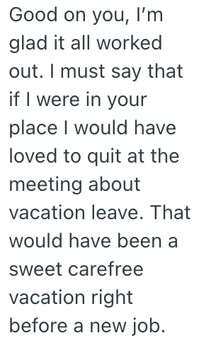 Screenshot 2025 11 12 at 1.08.33 PM An Employees Manager Demanded They Work During a Vacation, So They Maliciously Complied and Got Paid For Their Time Off When They Quit Shortly After Their Trip