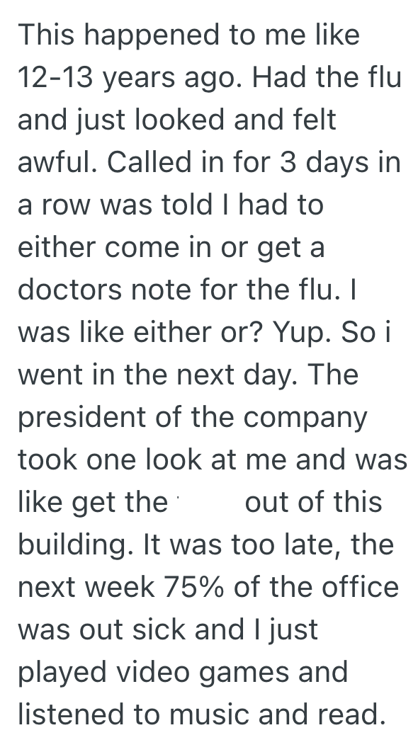 Screenshot 2025 11 13 at 1.09.01 PM Supervisor Requires Employees To Come To Work To Be Assessed If They Want To Take A Sick Day, So One Employee Shows Up And Pukes In A Trash Can