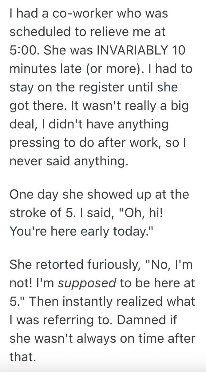 Screenshot 2025 11 13 at 12.54.15 PM Employee Arrives At Work Early To Make Sure Her Computer Is Booted Up And Ready To Go When The Work Day Actually Starts, But Then Her Bosss Boss Assumes She Was Running Late When She Was Actually Early