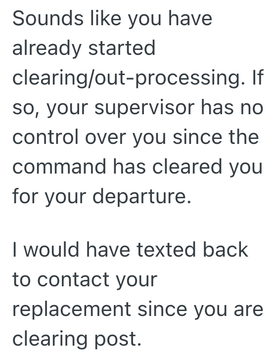 Screenshot 2025 11 13 at 6.31.15 PM Military Service Member Is Called To Work On The Weekend, But Since Hes Moving Bases Soon, He Doesnt Have Any Of The Equipment He Needs To Do His Job