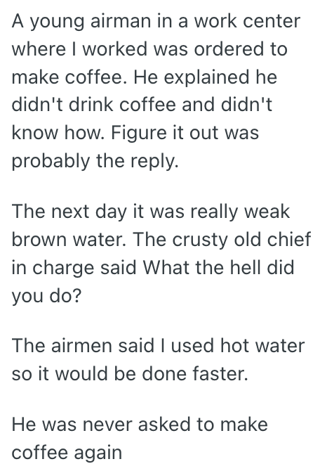Screenshot 2025 11 19 at 14.32.07 Master Sergeant Was Too Demanding Of His Team, Expecting To Be Waited On Hand On Foot, So A Non Coffee Drinking Air Force Employee Used It To Her Advantage