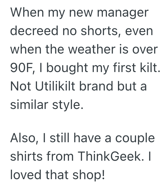 Screenshot 2025 11 21 at 12.32.10 PM Supervisor Changes The Dress Code So That Employees Can No Longer Wear Shorts, So One Employee Buys A Kilt