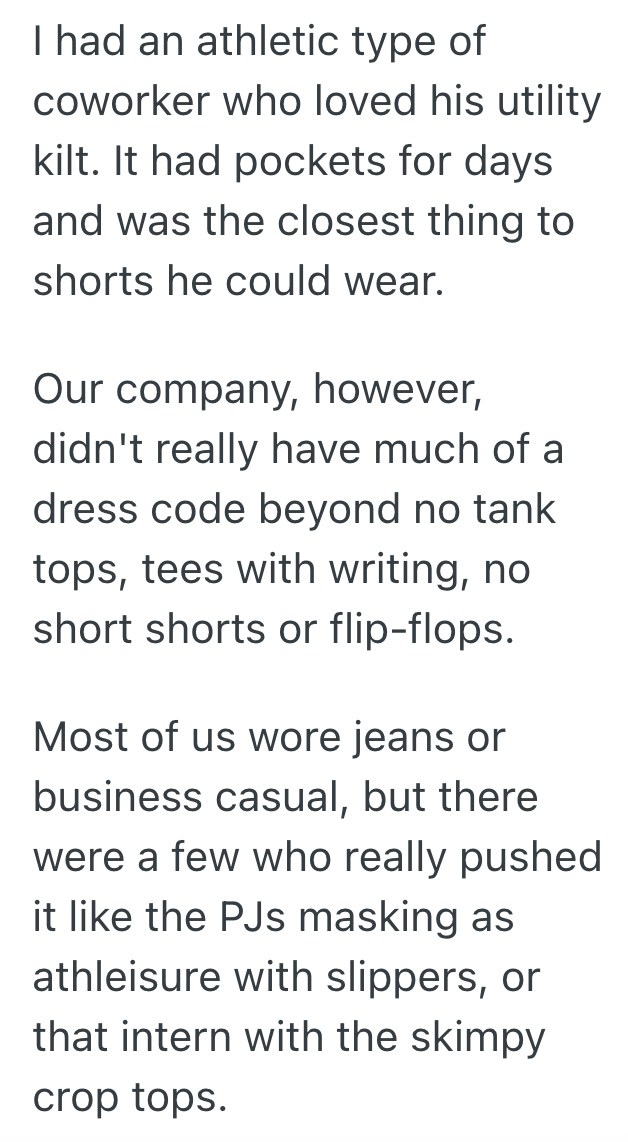 Screenshot 2025 11 21 at 12.33.35 PM Supervisor Changes The Dress Code So That Employees Can No Longer Wear Shorts, So One Employee Buys A Kilt