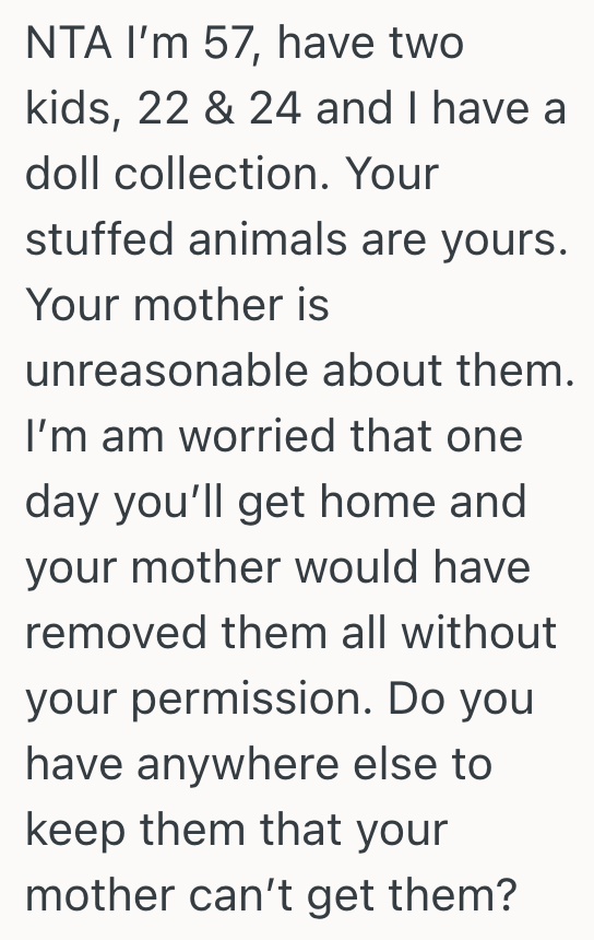 Screenshot 2025 11 23 at 3.29.28 PM Teenage Girl Has A Stuffed Animal Collection That Means A Lot To Her, But Her Mom Wants Her To Give The Stuffed Animals To Her Cousins