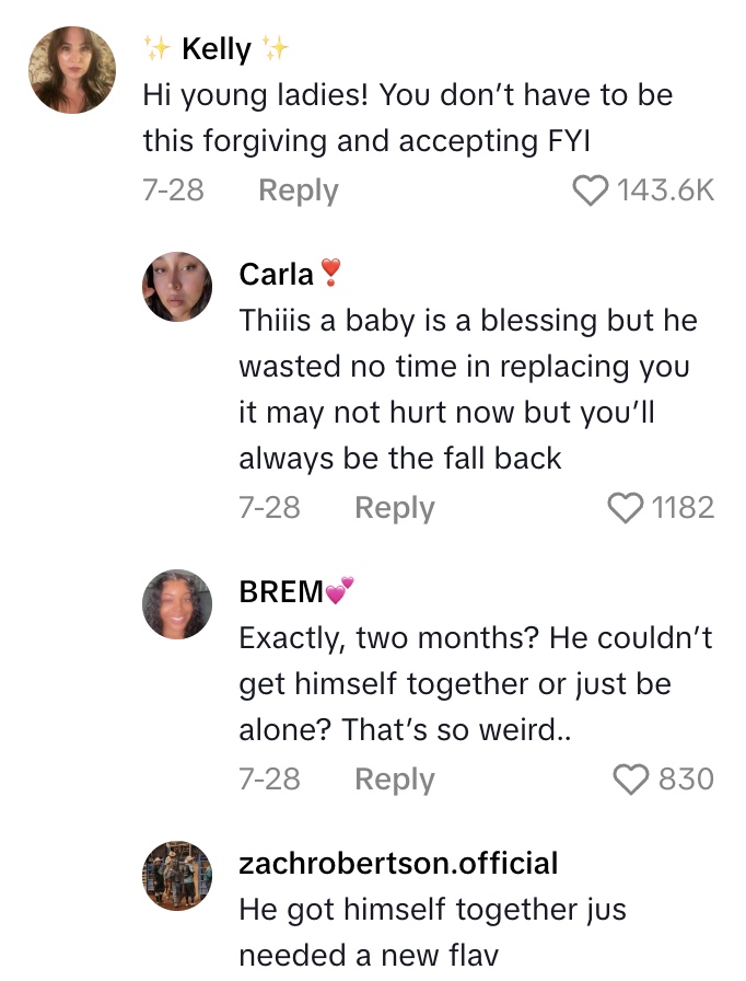 Screenshot 2025 11 26 at 2.33.13 PM A TikTokker Said Shes Going to Help Raise the Baby Her Boyfriend Fathered With Another Woman While They Were Broken Up For Two Months