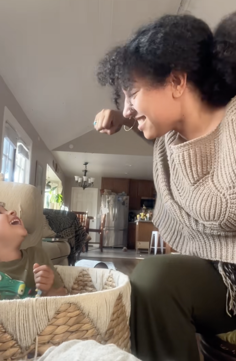 woman with her child