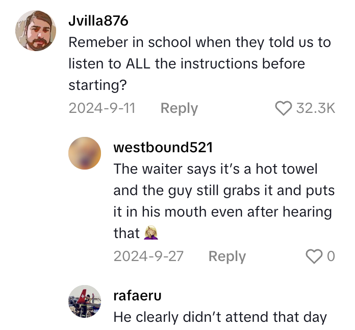 Screenshot 2025 11 26 at 6.14.05 PM Restaurant Customer Thought He Was Eating A Mint, But It Was Actually An Expanding Hot Towel