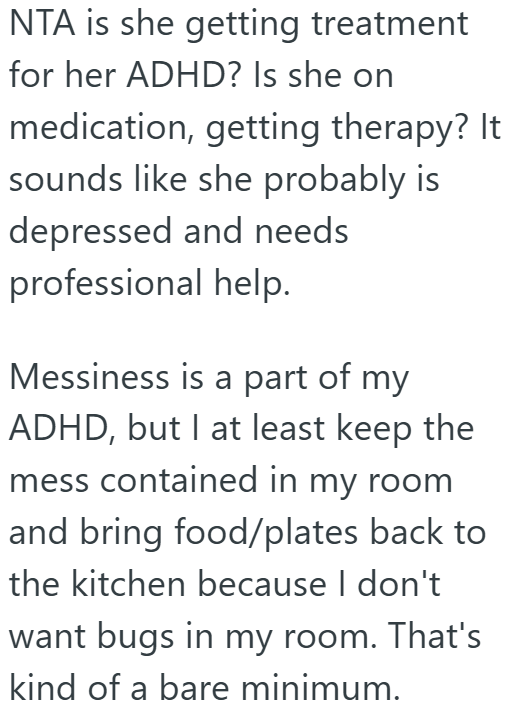 Screenshot 1 107820 Womans Sister Lives With Their Mom And Doesnt Clean Up After Herself Or Her Son, But When She Asks Her To Clean, She Uses ADHD And Depression As A Blanket Excuse