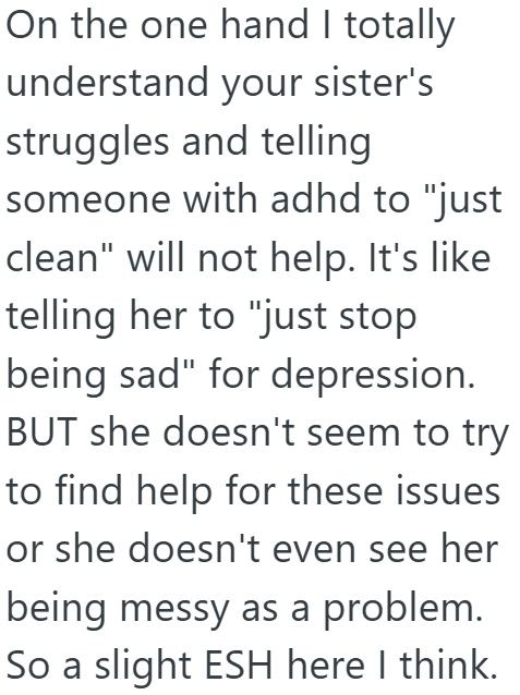 Screenshot 5 cbee32 Womans Sister Lives With Their Mom And Doesnt Clean Up After Herself Or Her Son, But When She Asks Her To Clean, She Uses ADHD And Depression As A Blanket Excuse