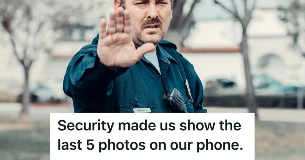 Man in security uniform holding out his hand