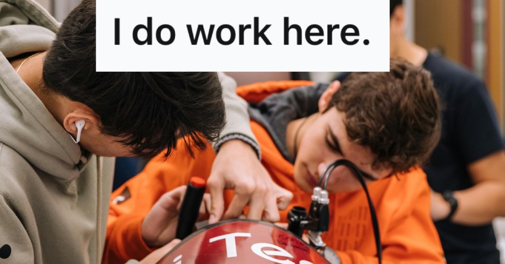 Student working on a shop class project