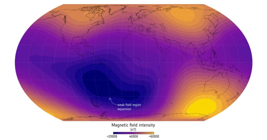 The South Atlantic Anomaly on a diagram