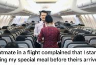 Vegetarian Flight Passenger Gets His Meal First, And Another Passenger Approaches Him And Says It’s Rude To Not Wait Until Everyone Gets Their Food