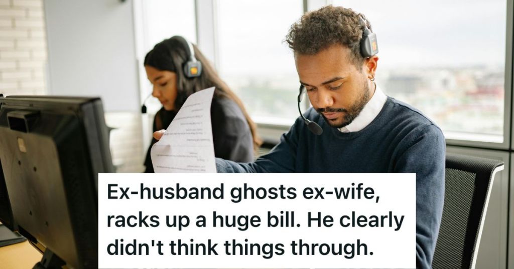 Call center employee looking at papers