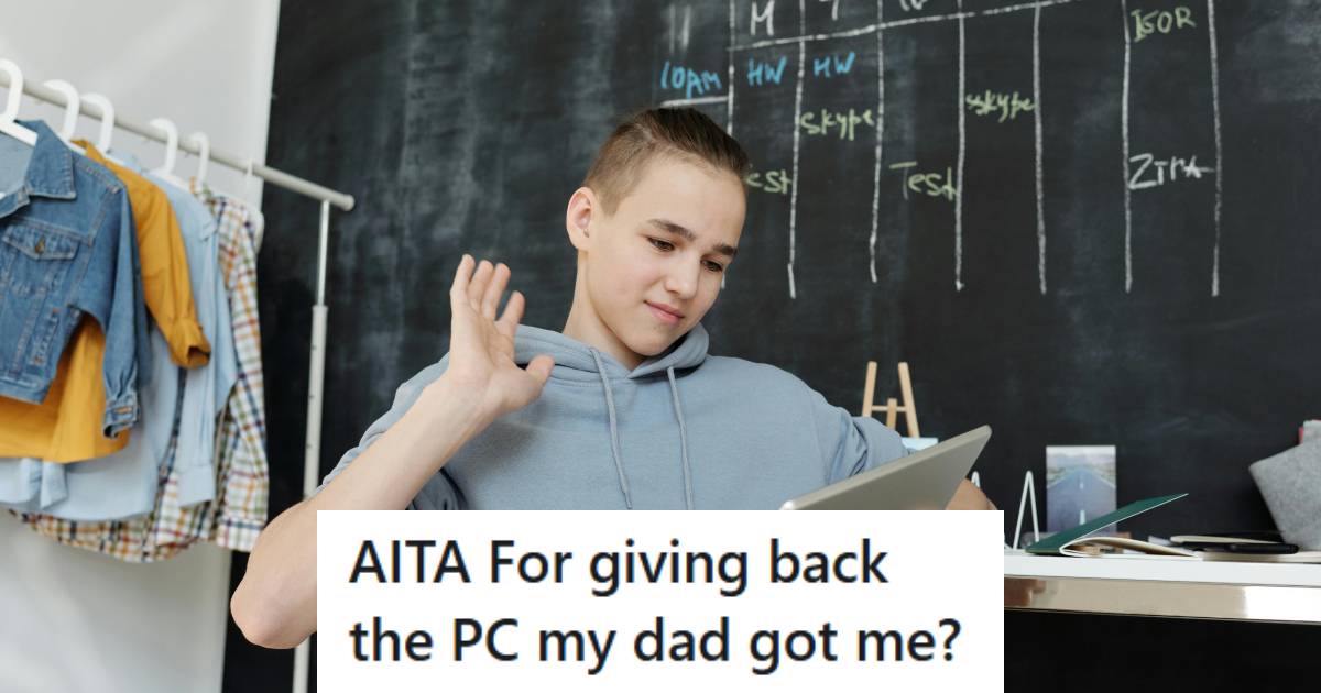 Young adult sitting at a desk to stay away from his controlling father
