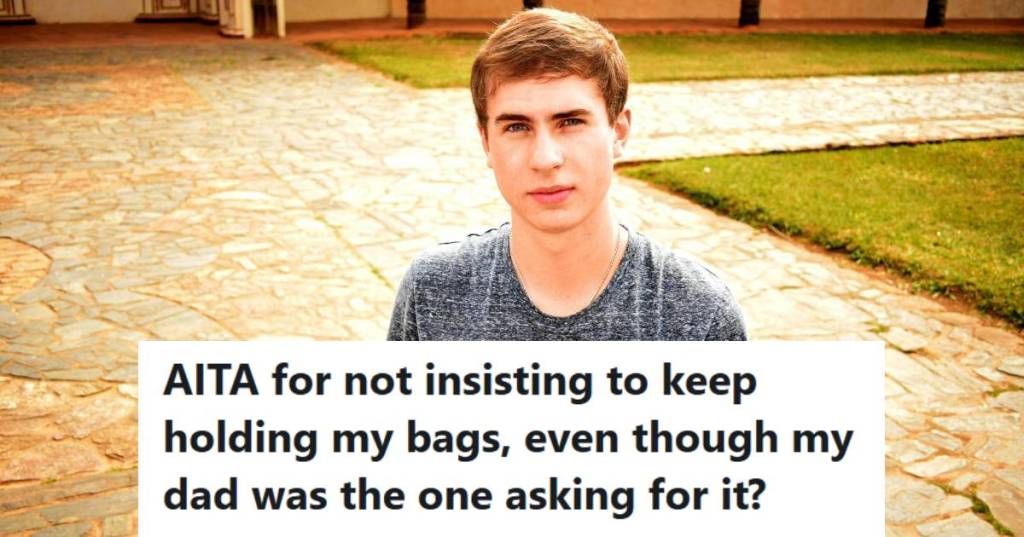 Teen boy standing in the driveway not sure if he should've carried his own bags