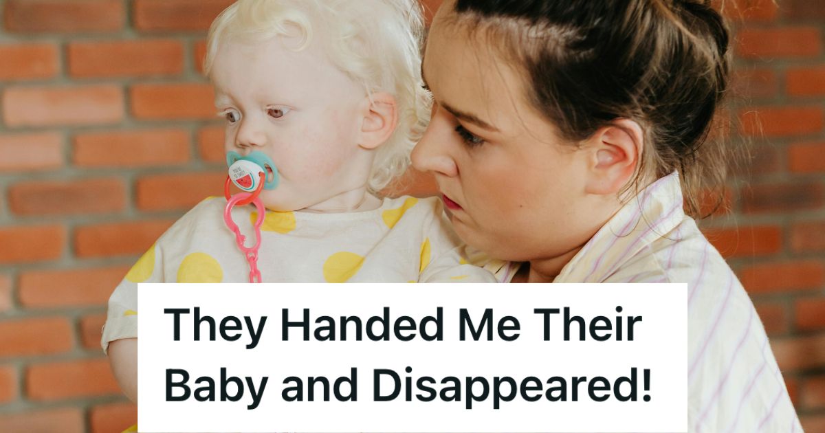 Theme Park Employee Was Handed A Baby To Hold For A Second, But The Whole Family Suddenly Disappeared Into The Crowd Woman holding a baby