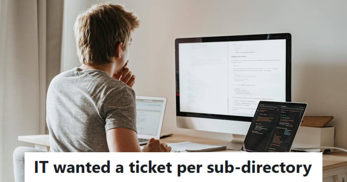 Man submitting IT tickets from multiple devices to make it faster