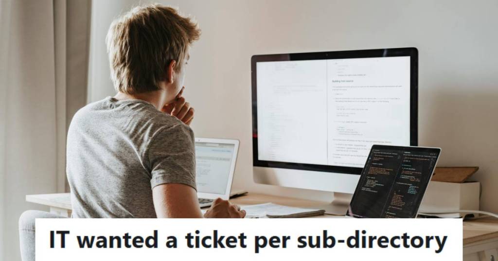 Man submitting IT tickets from multiple devices to make it faster
