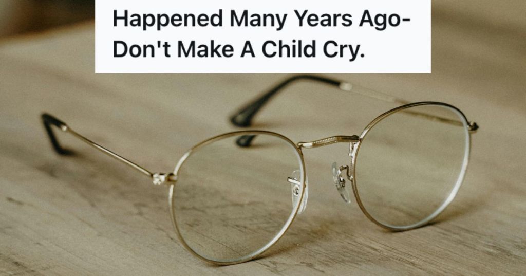 A pair of eyeglasses on the table