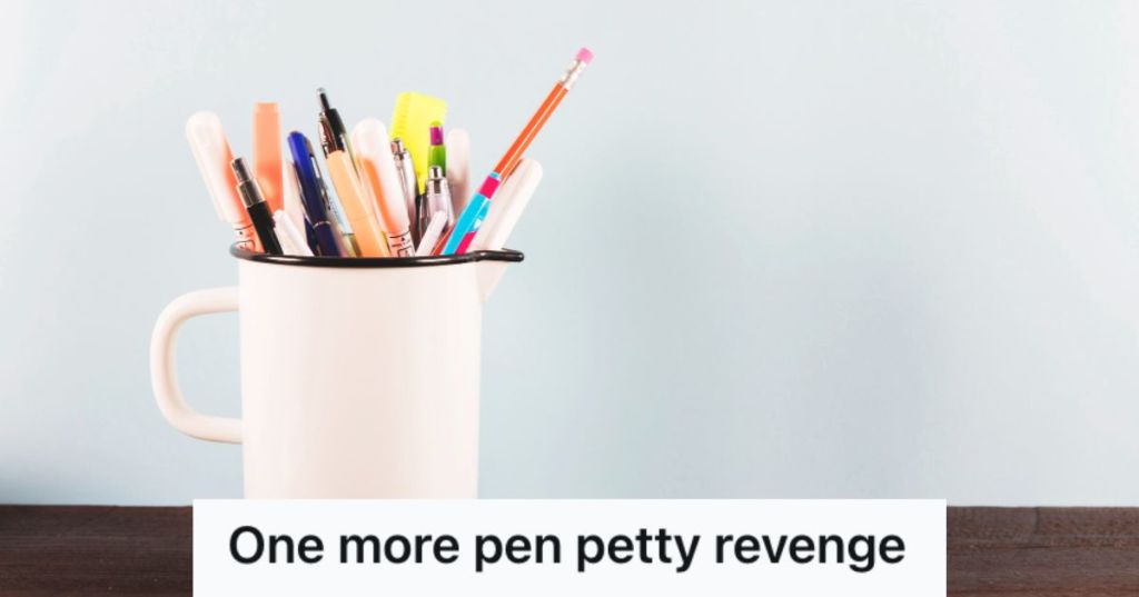 A collection of pens and pencils in a white cup