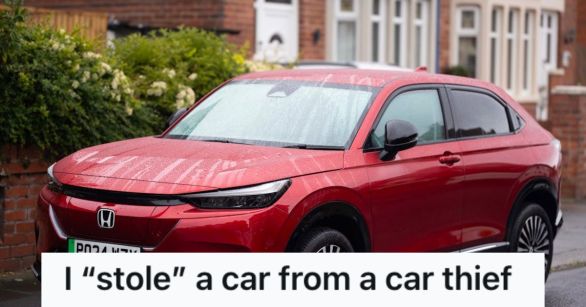 Honda car parked on the street outside the house