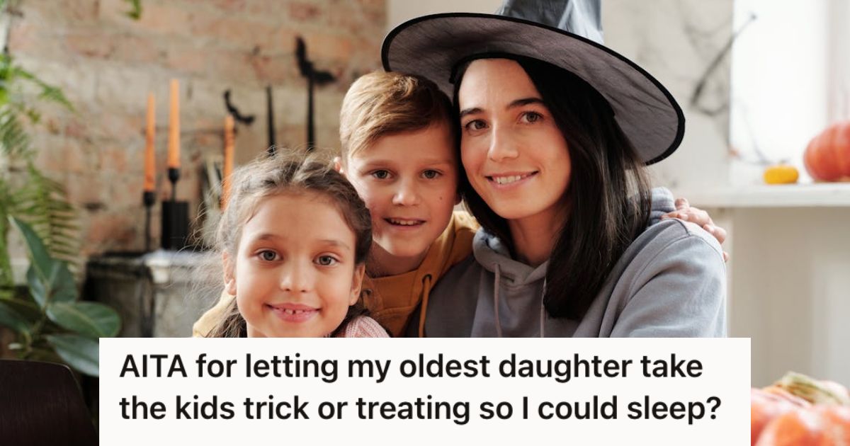 Kids and teenager smiling and celebrating Halloween