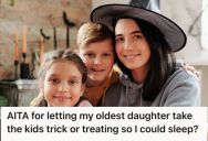 Dad Was Too Sick To Take His Kids Trick-Or-Treating, So He Asked His Teenage Daughter To Take Her Younger Siblings Instead