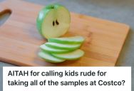 Mom Was Patiently Waiting For Some Apple Slices For Her Son, But Two Rude Boys Swooped In And Quickly Took All The Free Samples